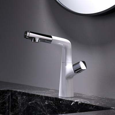 China Pull Out Spray New Black Pull-Down Basin Faucet Can Be Lifted Rotated And Telescopic Two-speed Rain Shower Hot And Cold Water for sale