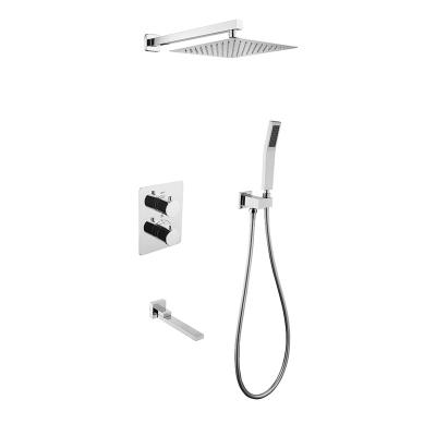 China Without Shower Sliding Bar Black Bathroom Shower Hot And Cold Mixer In Wall Mounted Concealed Rain Shower Set for sale