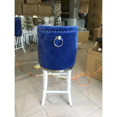 China B8212 Contemporary Blue Velvet Chair For Bar With Stainless Steel Legs for sale