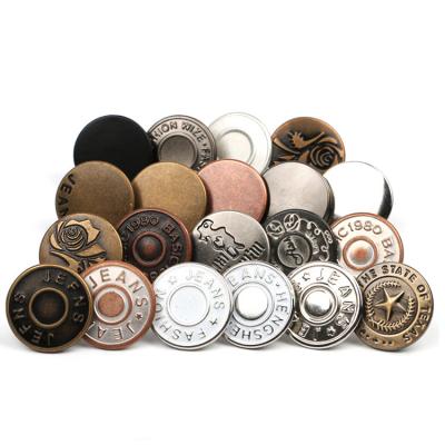 China High quality metal dry cleaning garment brass bottom and rivets 17mm accessories studs jacket denim button custom logo jeans button for jeans for sale