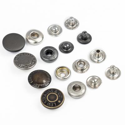 China Wholesale metal brass four part bottom custom logo button botones fabric bag accessories dry cleaning garment snap buttons for clothes for sale