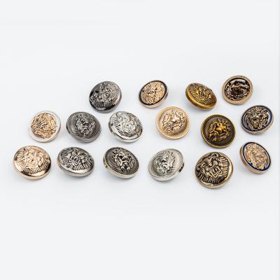 China Custom Gold Metal Fancy Dry Cleaning Design Suit Button Zamak Leg Blazer Uniform Clothing Wholesale Uniform Clothing Buttons For Suit Coat for sale