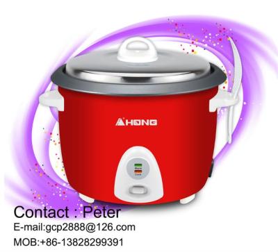 China Household Red Pot 500W Drum Style 1.5L Rice Cooker With Food Steamer for sale