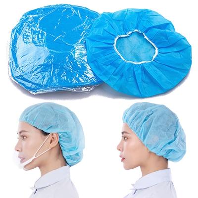 China PE Disposable Hat Round Head Covers Food Factory Workshop Dustproof Headwear Anti Hair Fall Hat Nonwoven Bathroom Shower Ca for sale