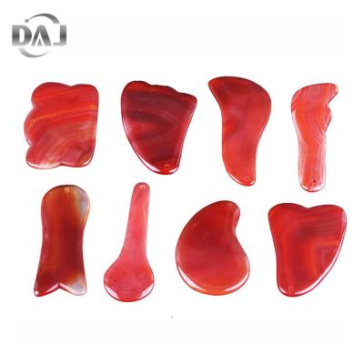 China Eco-Friendly 100% Natural Red Agate Body Neck Jade Roller Facial Massage Tool Scraping Board for sale