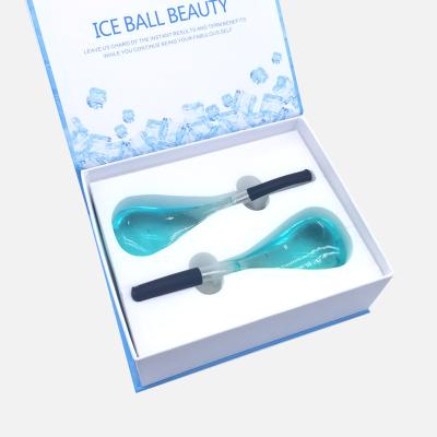 China Eco-friendly Durable Ice Globes Facial Massages 2PC Quartz Glass Ice Globes Spoon Cold-Hot Skin Massagers Tools for sale