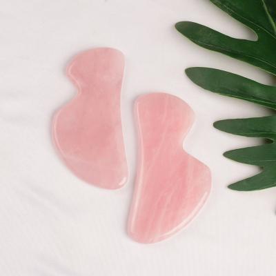 China Eco-friendly B Shape Natural Rose Quartz Jade Stone Gua Sha Guasha Board Plate Scraping Massage Tool for sale