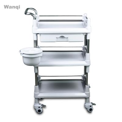 China New Hospital Contemporary High Quality White Medical Furniture Hospital Shelf 4 Wheeled Universal Cart Treatment Tool Car Medical Trolley Car for sale