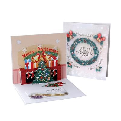 China Europe Merry Christmas Decoration Greeting Card Paper Cut Cardboard Christmas Garden Card for sale