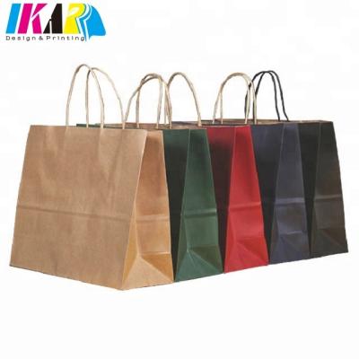 China Disposable Twisted Handles Kraft Paper Shopping Bag Semi Print for sale