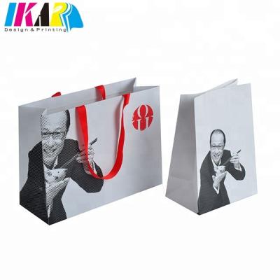 China Disposable Custom White Kraft Paper Bag Offset Printing for sale