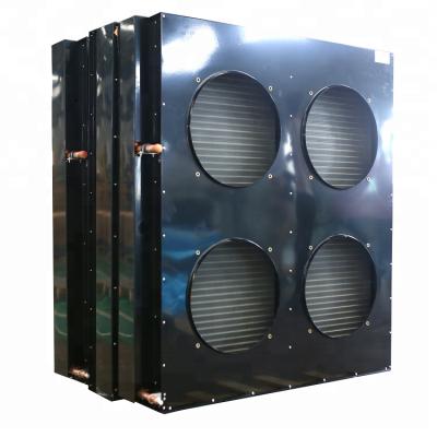 China Refrigeration Parts Hot Sale Copper Tube Air Cooled Condenser With Four Fans For Cold Room Refrigeration Condensing Unit for sale