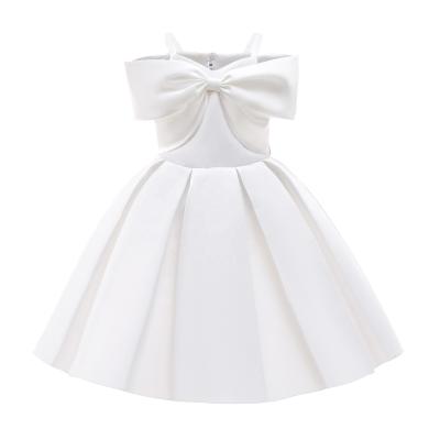 China Hot Selling Shoulderless Ball Gown Kids Clothing Baby Girl Birthday Dress Pure White Washable 1 Years Old for sale