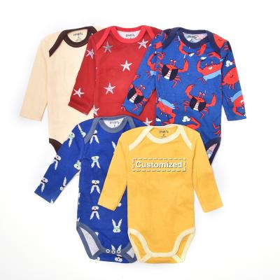 China Comfortable Breathble Customized Logo Factory Wholesale 100% Cotton Sleeve Baby Romper Clothing Baby Long Onesie Ribbed for sale