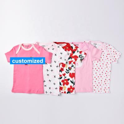 China Manufacturer Custom QUICK DRY Summer 5 Piece Boy Girl Cartoon Print Cotton Shorts Sleeve Baby Blue Newborn T-shirts for sale