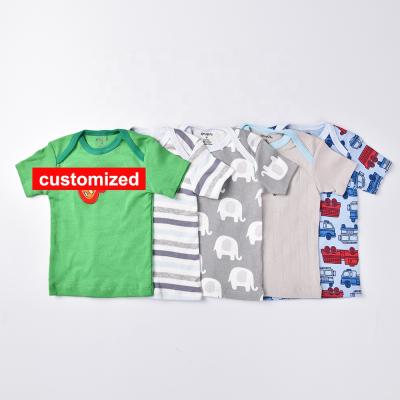 China Hot Selling QUICK DRY Customized 5 Pieces Summer Boy Girl Print Cotton Shorts Sleeve Baby T-Shirts for sale