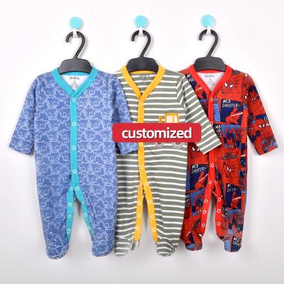 China Breatheable Customized Wholesale Price Newborn Infant Pajamas Cotton Jumpsuit Jumpsuit Buttons Baby Romper Clothes for sale