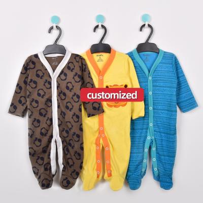 China Breatheable Factory Price Customized Cotton Newborn Baby Boy Pajamas Buttons Jumpsuit One Piece Rompers Clothes for sale