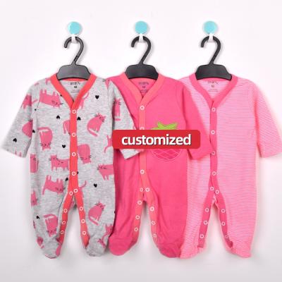 China Breatheable Cheap Customized 100% Newborn Cotton Romper Cartoon Girl Boy Toddler Jumpsuit Sleepsuit Jumpsuit for sale