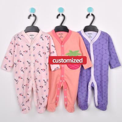 China Breatheable Low Price Customized 100% Cotton Infant Buttons Jumpsuit Pajamas Boy Babies Clothes Rompers for sale