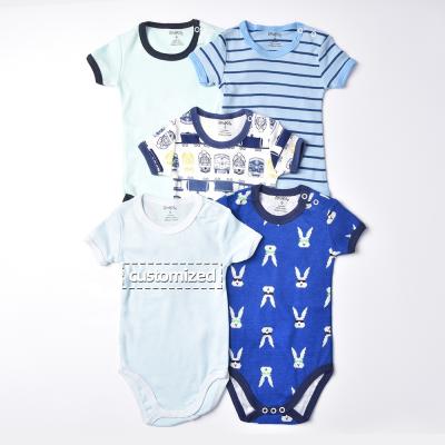 China Comfortable Breathble Customized Cotton Wholesale High Quality Short Sleeve Onesie Boys Girls Rompers Newborn Baby Clothes for sale