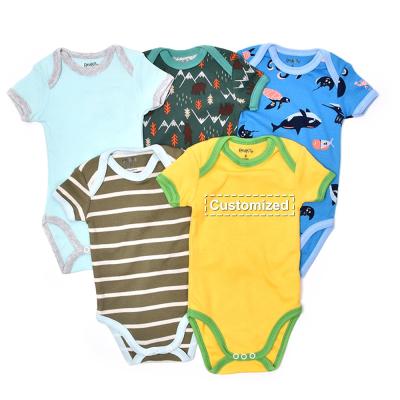 China Customized design print logo cotton baby romper children clothing shorts baby onesie comfortable newborn pajamas for sale