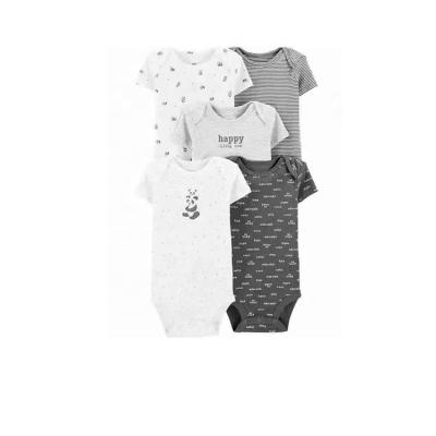 China Wholesale 5 Pcs Breathable Short Sleeve Romper Jumpsuit Boy Girl Newborn Cotton Baby Onesie Set Comfortable for sale