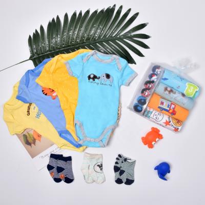 China Redkite 6.2 Patterns Cotton Jumper Short Sleeve Gift Bag Multiple Suits Newborn Baby Clothing Romper for sale