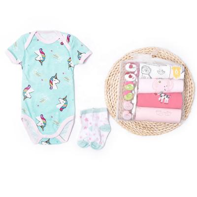 China New Design Cotton Short Sleeve Baby Romper 100% Cotton Socks Gift Package Comfortable Infant Toddler Jumpsuit for sale