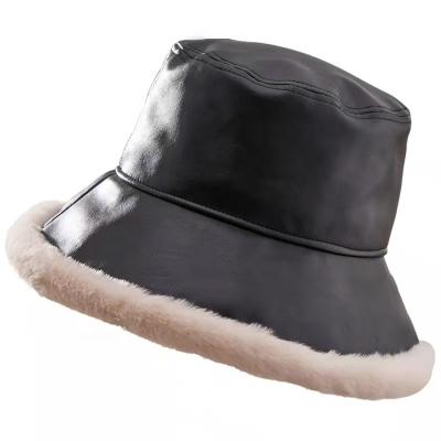 China Character ready to ship women leather bucket hat with fur winter bucket hat for sale