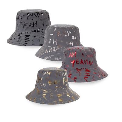 China Silver Bucket Letter Wholesaler Hats Reflective Hat Fashion Printing Casual Special Material for sale