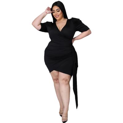 China 2021 Fashionable Plus-size Bubble Sleeve Dress Anti-Static Long Dress Elegant Dress for sale