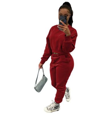 China 2021 New Arrival Jogging Suit QUICK DRY Set Women Fashion Fleece Cotton 2 Piece Sweatsuit Thicken Two Piece Set for sale