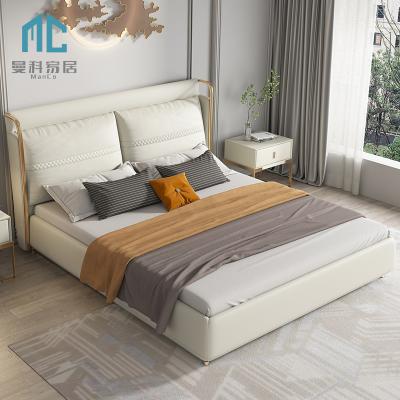 China Comfortable Modern Bed Room Furniture Storage Leather Bed Solid Wood Beds for sale