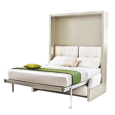 China Hot sale modern simple wooden vertical wall upholstered folding bed foldable with sofa and storage box murphy bed for sale