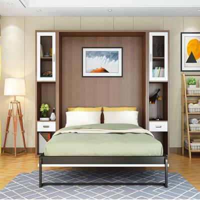 China New project study wall foldable invisible bed for storage bookcase combination folding bed murphy bed for sale