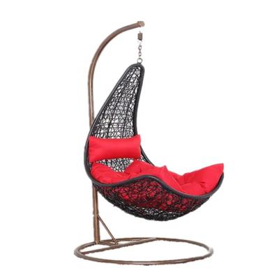 China Modern Outdoor Wicker Metal Frame Patio Chair Pear Shape Rattan Outdoor Hanging Swing Chair for sale