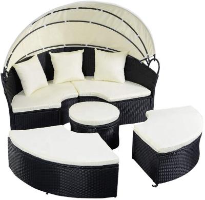 China Modern Round Rattan Patio Furniture Sun Set Outdoor Canopy Outdoor Day Bed for sale