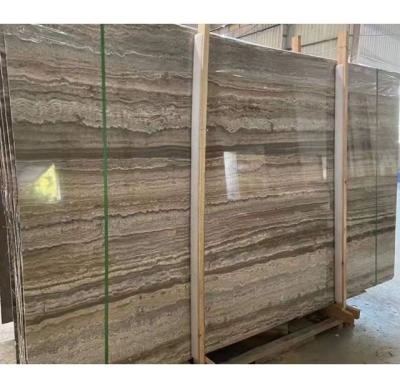 China Traditional Silver Gray Travertine Slab Tile for Interior Floor and Wall Cladding for sale