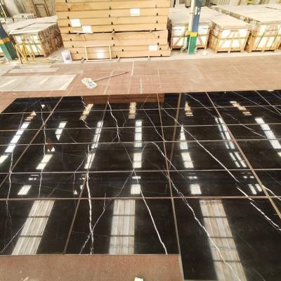 China Modern Black Marble Tile With White Veins Black Marble Stone Marble Black for sale