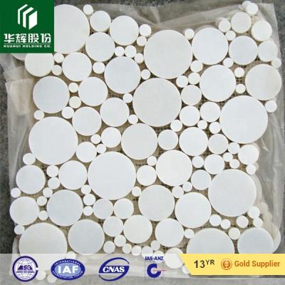 China Parquet Stone Pure White Natural Marble Circle Round Mosaic for sale