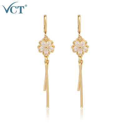 China Fashion hot sale gift lady party flower rose gold drop earings for women jewelry 2020 for sale