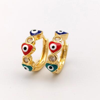 China 2021 Fashion Eye Plating Gold Jewelry Real Eye Earrings Circle Gold Plated for sale