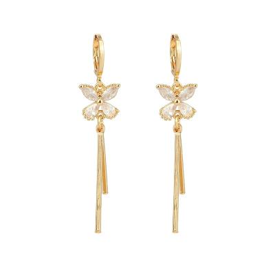 China Fashion Manufacturers Sell Zircon Pierced Gold Plated Drop Earrings for sale