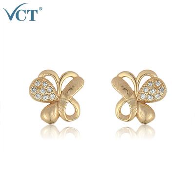 China Factory Wholesale FASHIONABLE Fashionable Gold Butterfly Plated Stud Earring Ladies Jewelry Beautiful For Women for sale