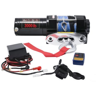 China AUTO factory price off road high quality 4*4 car electric winch 3000lbs with synthetic rope for sale