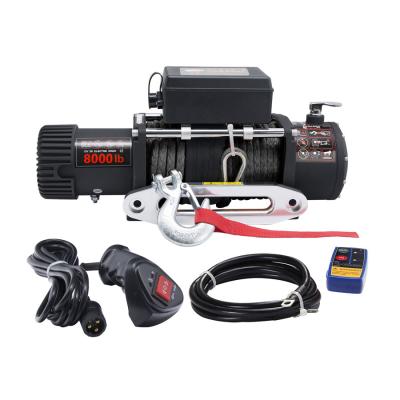 China Factory Price AUTO Off Road Recovery 12V/24V 4*4 Electric Car Winch 8000lbs With Synthetic Rope for sale