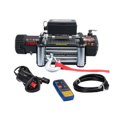 China Factory Price AUTO Off Road Recovery 12V/24V 4*4 Electric Car Winch 12000lbs With Steel Rope for sale