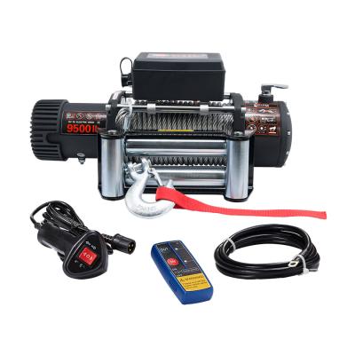 China Factory Price AUTO Off Road Recovery 12V/24V 4*4 Electric Car Winch 9500lbs With Steel Rope for sale