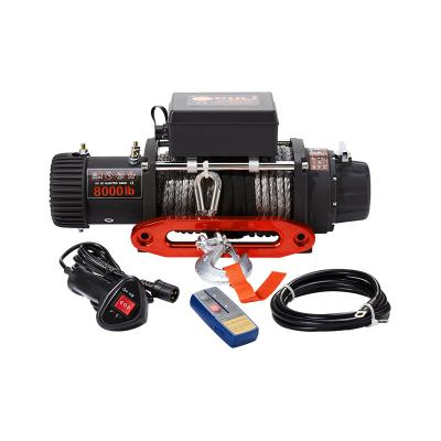 China AUTOMATIC 8000lb Off Road Winch 12 Volt Series Motor Wound With Steel Cable Remote Control for sale